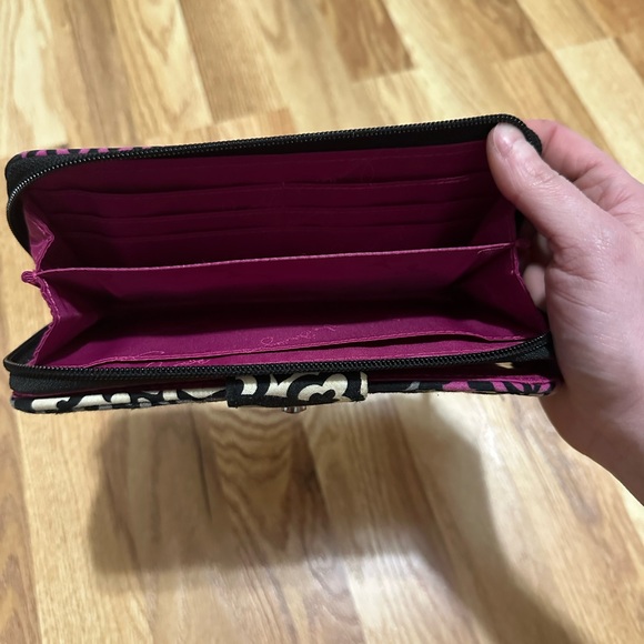 Vera Bradley Black and Pink Patterned Wallet - Picture 3 of 6